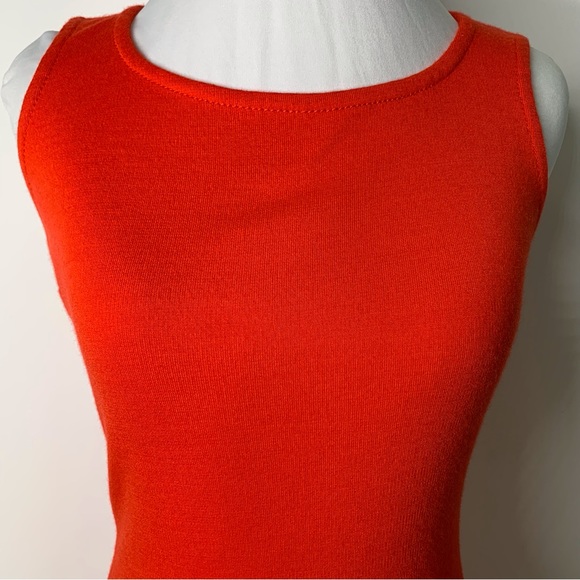 St. John Women's Red Cutout Sleeveless Knit Sheath Wool Mini Dress Size 0 - Picture 2 of 11